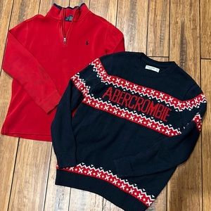 LOT OF 2 Boys Sweaters Polo Ralph Lauren and A&F Abercrombie Kids 13-14